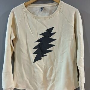 Cream Sweatshirt with Black Graphic